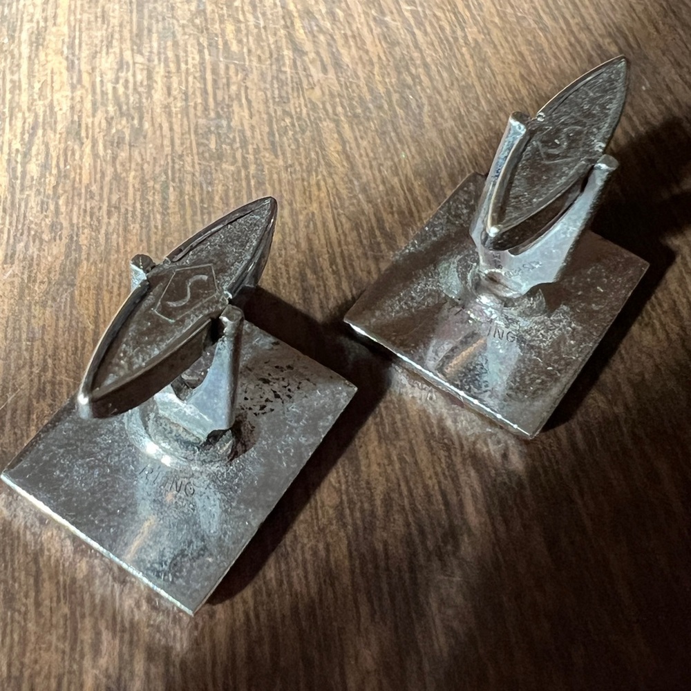 Silver Cuff Links Rectangle Shaped Marked Sterlin… - image 7